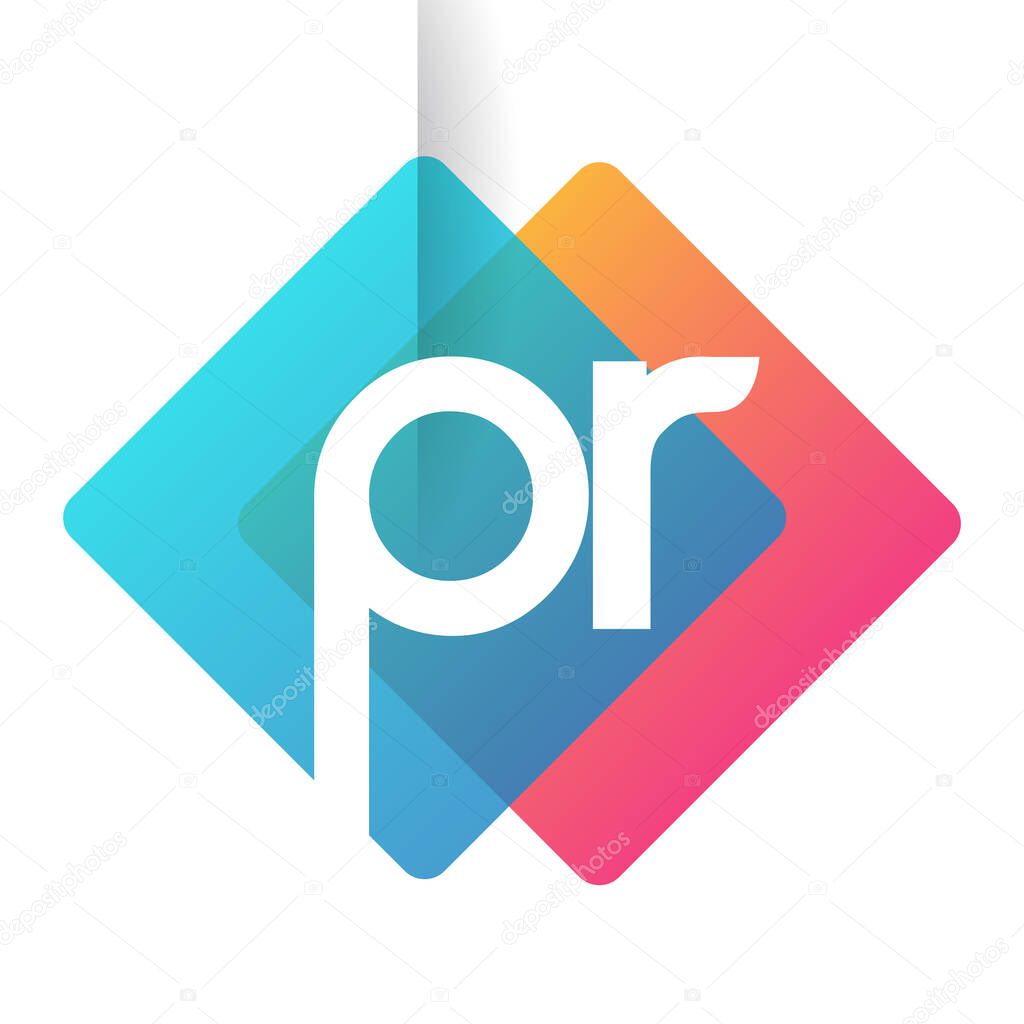 Letter PR logo with colorful geometric shape, letter combination logo design for creative industry, web, business and company.