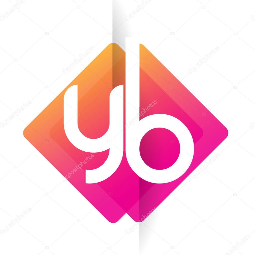 Letter YB logo with colorful geometric shape, letter combination logo design for creative industry, web, business and company.