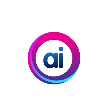 Renkli daireye sahip harf yapay zeka logosu, yüzük ile harf kombinasyonlu logo tasarımı, yaratıcı endüstri, web, iş ve şirket için daire nesnesi.