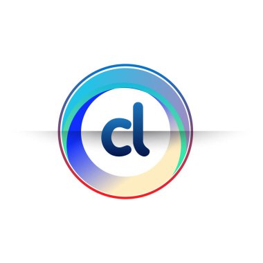 Renkli daire ile CL logosu, halka ile harf kombinasyonu logo tasarımı, yaratıcı endüstri, web, iş ve şirket için daire nesnesi.