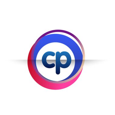 Renkli daire ile CP logosu, halka ile harf kombinasyonu logosu tasarımı, yaratıcı endüstri, web, iş ve şirket için daire nesnesi.