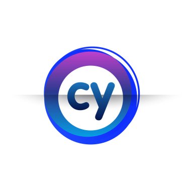 Renkli daire ile CY logosu, halka ile harf kombinasyonlu logo tasarımı, yaratıcı endüstri, web, iş ve şirket için daire nesnesi.