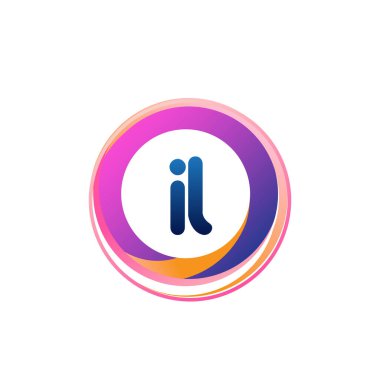 Renkli çemberli IL logosu, halka ile harf kombinasyonu logosu, yaratıcı endüstri, web, iş ve şirket için daire nesnesi.