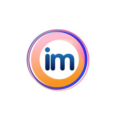 Renkli daireye sahip IM harfi logosu, halka ile harf kombinasyonlu logo tasarımı, yaratıcı endüstri, web, iş ve şirket için daire nesnesi.