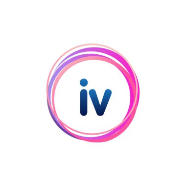 Renkli daireye sahip 4. harf logosu, yüzük ile harf kombinasyonlu logo tasarımı, yaratıcı endüstri, web, iş ve şirket için daire nesnesi.