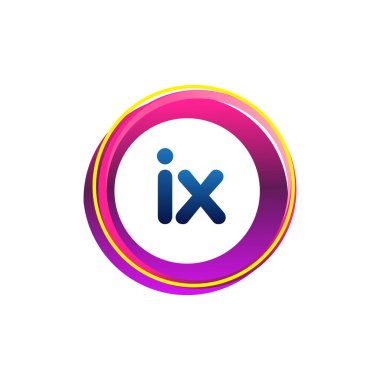 Renkli daire ile IX logosu, halka ile harf kombinasyonlu logo tasarımı, yaratıcı endüstri, web, iş ve şirket için daire nesnesi.