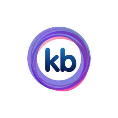Renkli daireye sahip KB logosu, halka ile harf kombinasyonlu logo tasarımı, yaratıcı endüstri, web, iş ve şirket için daire nesnesi.