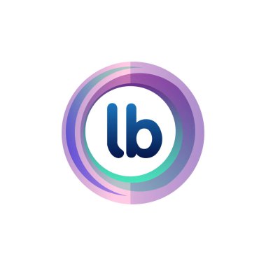 Renkli daireye sahip LB logosu, halka ile harf kombinasyonlu logo tasarımı, yaratıcı endüstri, web, iş ve şirket için daire nesnesi.