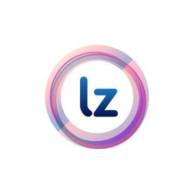 Renkli daireye sahip LZ logosu, halka ile harf kombinasyonlu logo tasarımı, yaratıcı endüstri, web, iş ve şirket için daire nesnesi.
