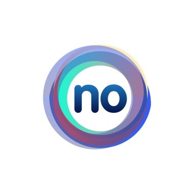 Renkli çemberli HAYIR logosu, halka ile harf kombinasyonlu logo tasarımı, yaratıcı endüstri, web, iş ve şirket için daire nesnesi.