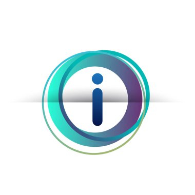 Renkli çemberli logo, yüzük ile harf kombinasyonlu logo, yaratıcı endüstri, web, iş ve şirket için daire nesnesi.