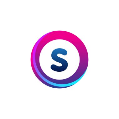 Renkli daireye sahip S harfi logosu, halka ile harf kombinasyonlu logo tasarımı, yaratıcı endüstri, web, iş ve şirket için daire nesnesi.