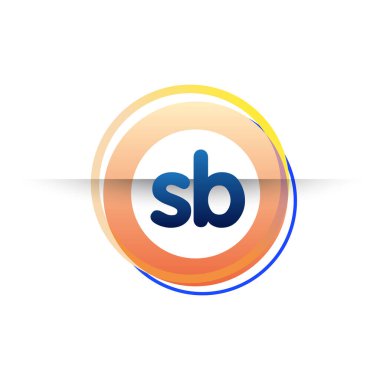 Renkli daire ile SB logosu, halka ile harf kombinasyonlu logo tasarımı, yaratıcı endüstri, web, iş ve şirket için daire nesnesi.