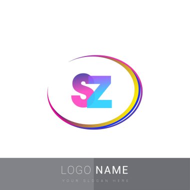 İlk harf SZ logotype şirket adı, renkli ve şık tasarım. iş ve şirket kimliği için vektör logosu.