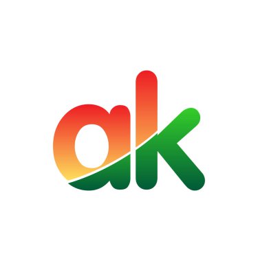 İlk Harf AK Logosu Küçük Harf, Renkli Logotype Modern ve Basit Logo Tasarımı.