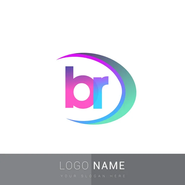 Lettera Iniziale Nome Della Società Logotipo Design Colorato Swoosh Logo — Vettoriale Stock