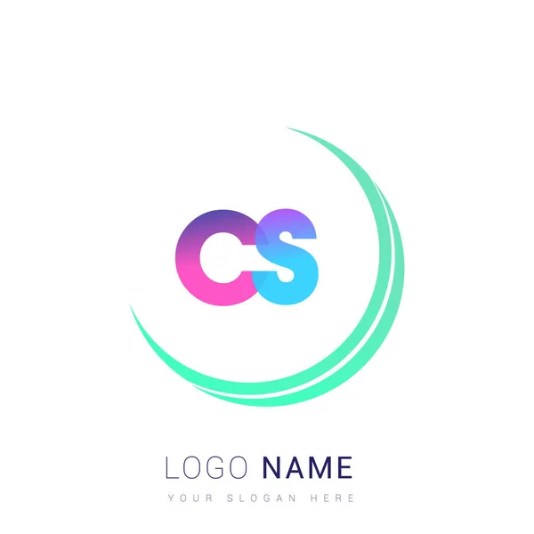 Початкова Літера Logotype Company Name Colorful Swoosh Design Векторний Логотип — стоковий вектор