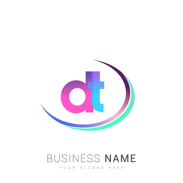 Carta Inicial Nome Empresa Logotipo Design Colorido Swoosh Logotipo Vetor — Vetor de Stock