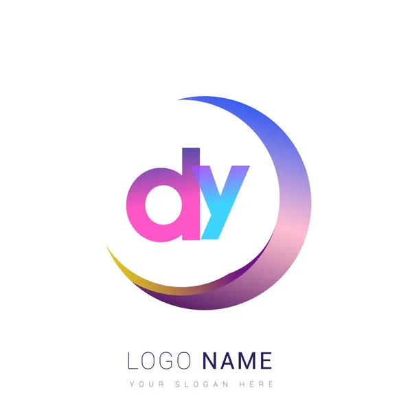 頭文字のDyロゴタイプ会社名 カラフルでスウッシュなデザイン ビジネスと会社のアイデンティティのためのベクトルロゴ — ストックベクタ