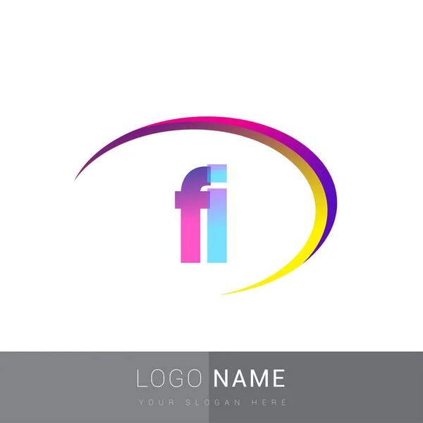 Första Bokstaven Logotyp Företagsnamn Färgglad Och Swoosh Design Vektor Logotyp — Stock vektor