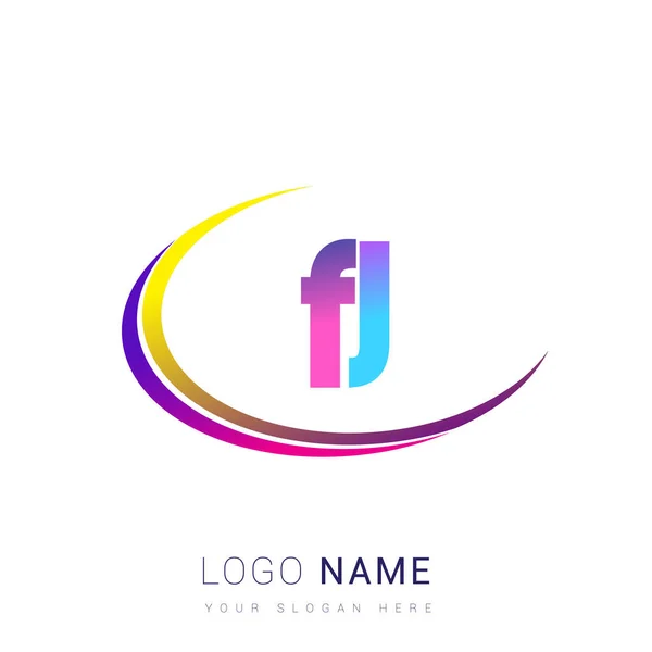 Lettera Iniziale Logotipo Nome Della Società Design Colorato Swoosh Logo — Vettoriale Stock