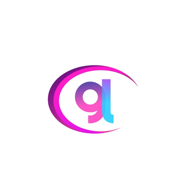 Första Bokstaven Logotyp Företagsnamn Färgglada Och Swoosh Design Vektor Logotyp — Stock vektor