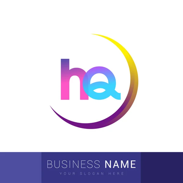 Initial Letter Logotype Company Name Colorful Swoosh Design Vector Logo — Stock Vector