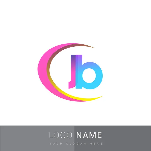 Initial Letter Logotype Company Name Colorful Swoosh Design Vector Logo — Stock Vector