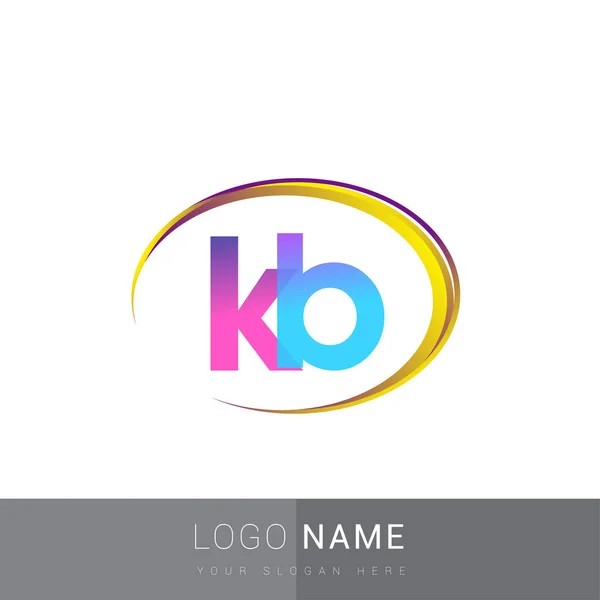 Lettera Iniziale Logotipo Nome Della Società Design Colorato Swoosh Logo — Vettoriale Stock
