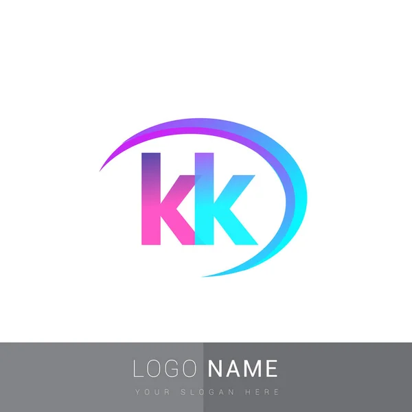 Initial Letter Logotype Company Name Colorful Swoosh Design Vector Logo — Stock Vector