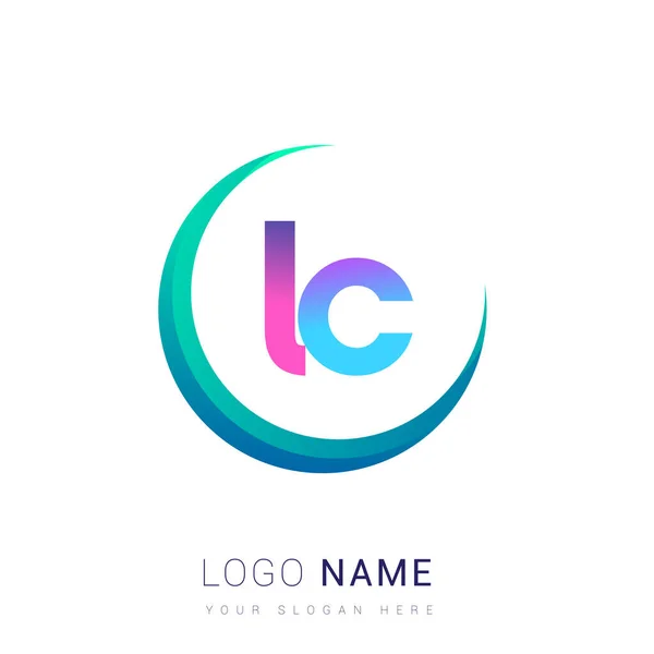 頭文字のLcロゴタイプ会社名 カラフルでスウッシュデザイン ビジネスと会社のアイデンティティのためのベクトルロゴ — ストックベクタ