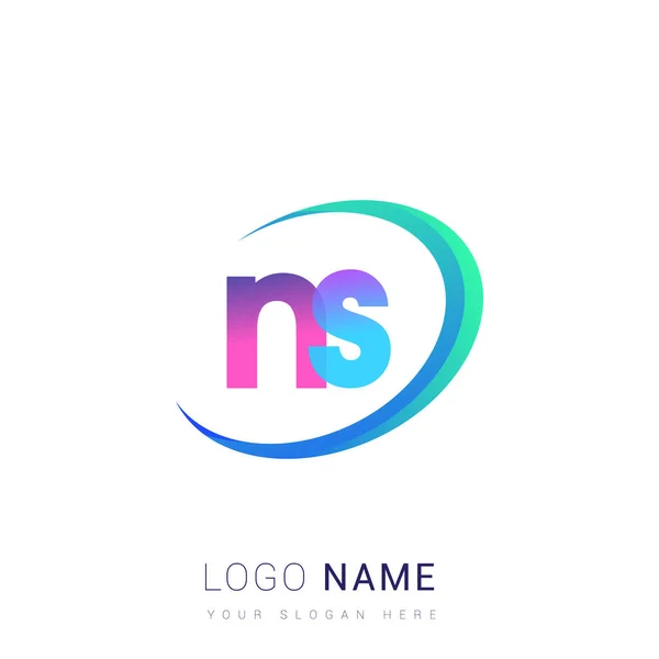 最初の文字Nsのロゴタイプ会社名 カラフルでスウッシュデザイン ビジネスと会社のアイデンティティのためのベクトルロゴ — ストックベクタ