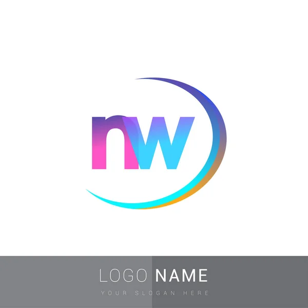 Начальная Буква Логотип Название Компании Красочный Swoosh Дизайн Векторный Логотип — стоковый вектор