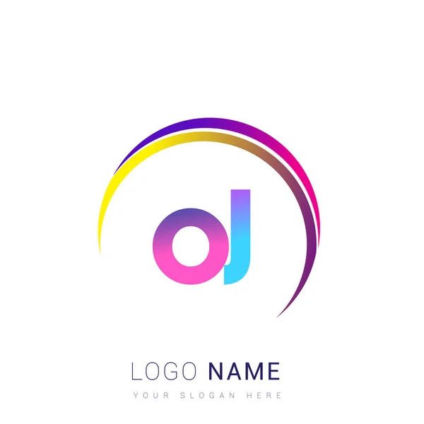 Carta Inicial Logotipo Nombre Empresa Diseño Colorido Swoosh Logotipo Vectorial — Vector de stock