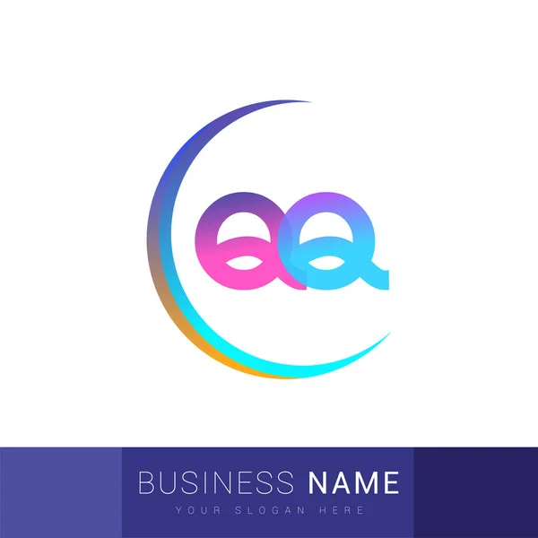 最初の文字Qqのロゴタイプ会社の名前 カラフルでスウッシュデザイン ビジネスと会社のアイデンティティのためのベクトルロゴ — ストックベクタ