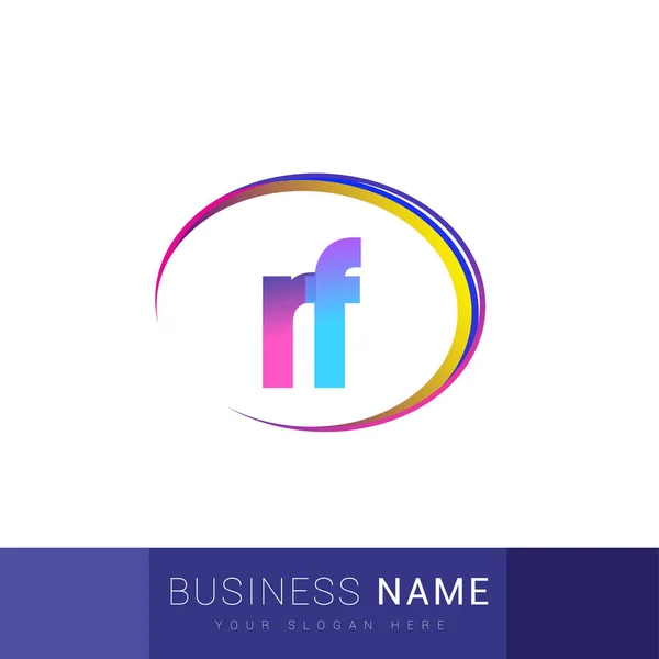 Anfangsbuchstabe Logotyp Firmenname Farbenfrohe Und Swoosh Design Vektor Logo Für — Stockvektor