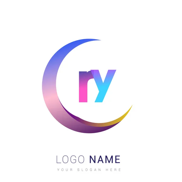 頭文字のRyロゴタイプ会社名 カラフルでスウッシュなデザイン ビジネスと会社のアイデンティティのためのベクトルロゴ — ストックベクタ