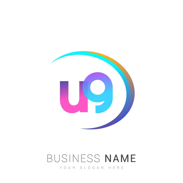 Letra Inicial Logotipo Nome Empresa Design Colorido Swoosh Logotipo Vetor — Vetor de Stock