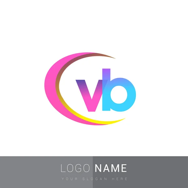 Beginletter Logotype Bedrijfsnaam Kleurrijk Swoosh Design Vectorlogo Voor Bedrijfs Bedrijfsidentiteit — Stockvector