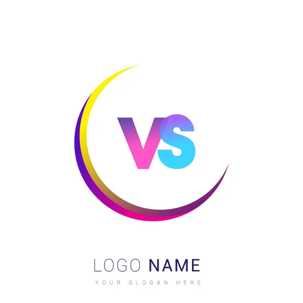 頭文字Vsロゴタイプ会社名 カラフルでスウッシュなデザイン ビジネスと会社のアイデンティティのためのベクトルロゴ — ストックベクタ
