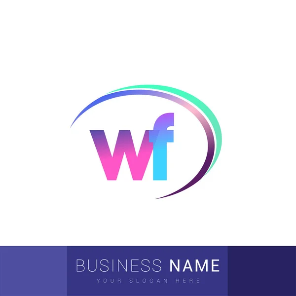 Letra Inicial Logotipo Nome Empresa Design Colorido Swoosh Logotipo Vetor — Vetor de Stock