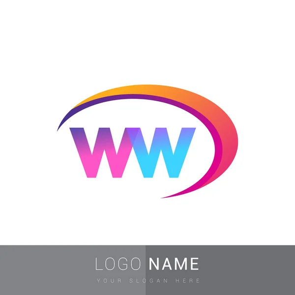Initial Letter Logotype Company Name Colorful Swoosh Design Vector Logo — Stock Vector
