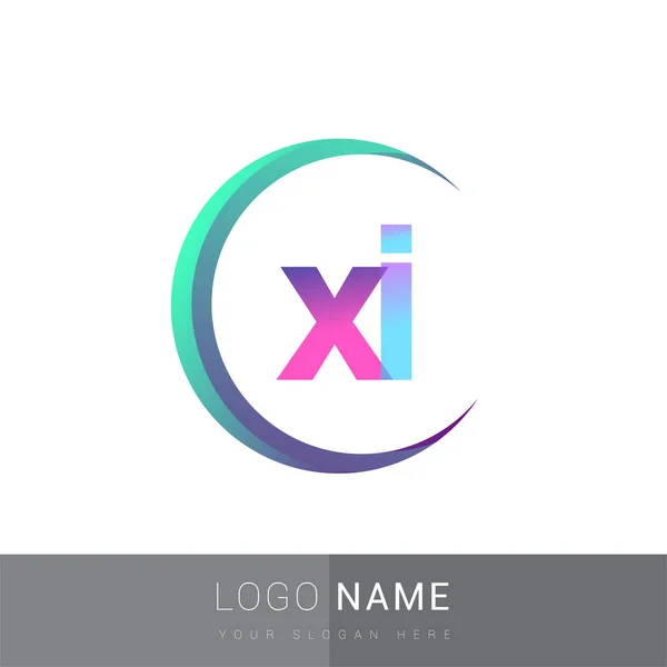 Lettre Initiale Nom Entreprise Logotype Design Coloré Swoosh Logo Vectoriel — Image vectorielle