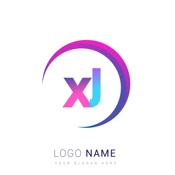 Lettre Initiale Logotype Nom Entreprise Design Coloré Swoosh Logo Vectoriel — Image vectorielle