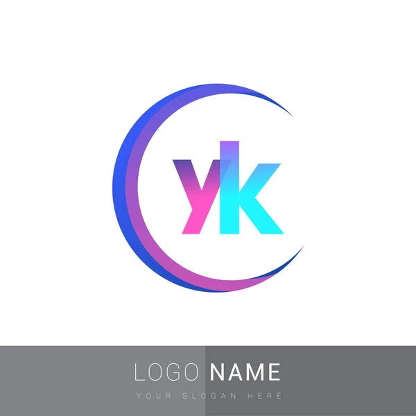 Αρχικό Γράμμα Λογότυπο Εταιρεία Όνομα Πολύχρωμο Και Swoosh Σχεδιασμό Λογότυπο — Διανυσματικό Αρχείο