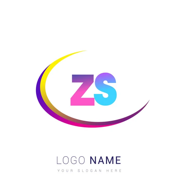 初期の文字Zsロゴタイプ社の社名 カラフルでスウッシュなデザイン ビジネスと会社のアイデンティティのためのベクトルロゴ — ストックベクタ