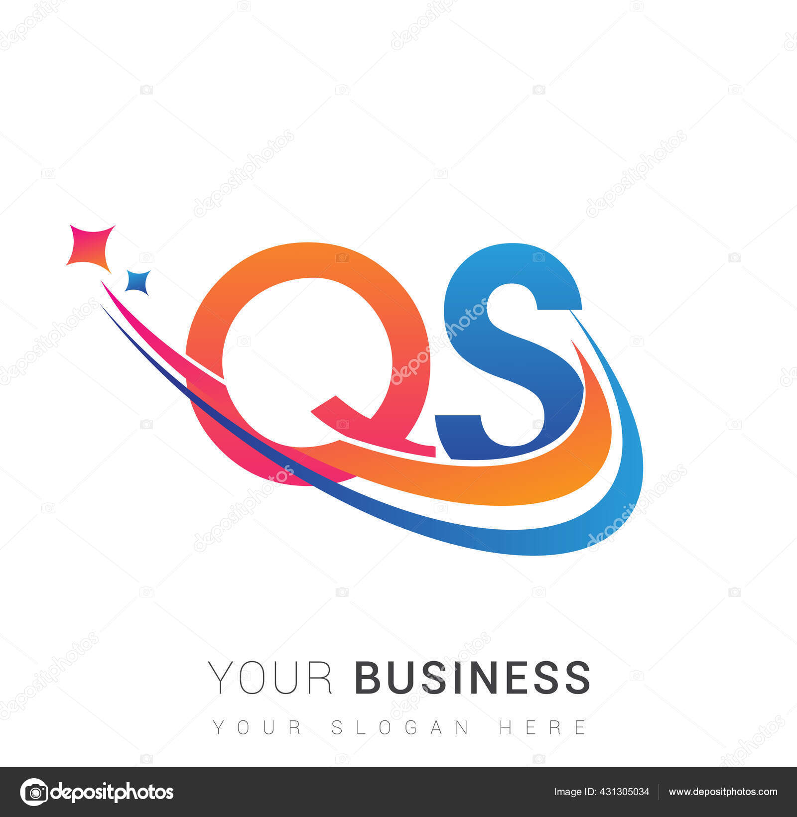 Initial Letter Logotype Company Name Colored Orange Red Blue
