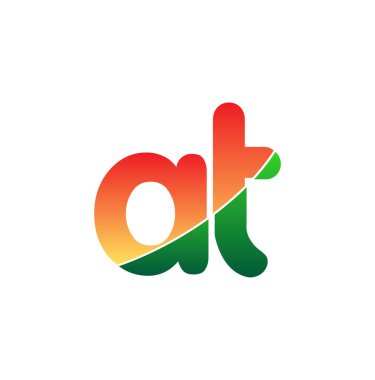 İlk Harf AT Logosu Küçük Harf, Renkli Logotype Modern ve Basit Logo Tasarımı.