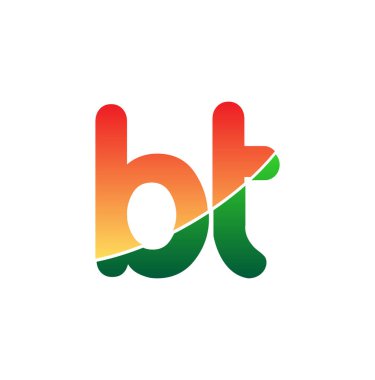 İlk Harf BT Logosu Küçük Harf, Renkli Logotype Modern ve Basit Logo Tasarımı.