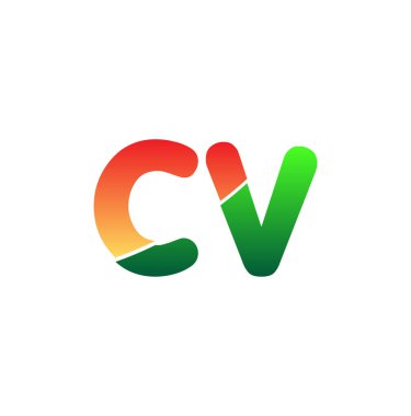 İlk Harf CV Logosu Küçük Harf, Renkli Logotype Modern ve Basit Logo Tasarımı.